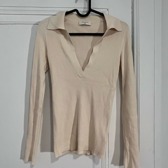 NWOT Aritzia Babaton Leyster Polo Sweater in Birch - Picture 8 of 9